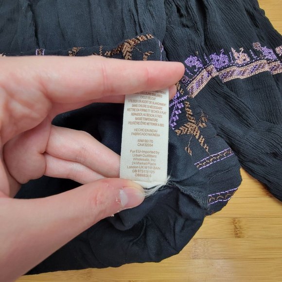 FREE PEOPLE Rhiannon Embroidered Tunic Mini Dress Women's S Black  Square Neck - Picture 7 of 7